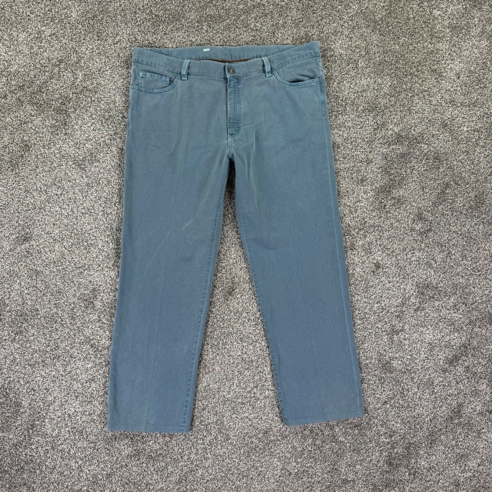 Zegna Slim Fit Cotton Stretch Trouser Denim Pants Mens 40 Blue Grey Casual Work